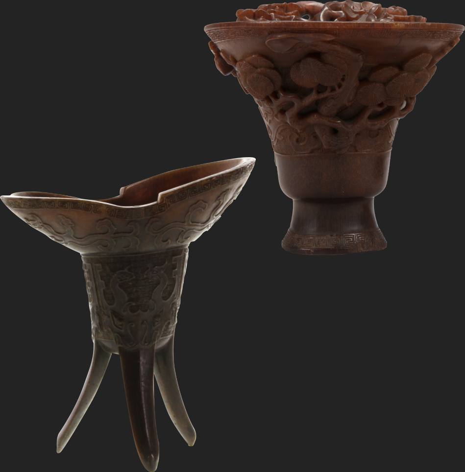 Rhinoceros horn cups